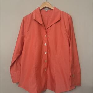 Foxcroft Non-Iron Shirt Button Down Orange Coral Cotton 16